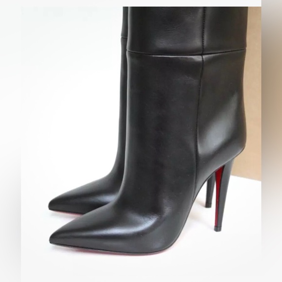 Christian Louboutin - NEW Black Leather Astrilarge Knee High Boot - Size 35.5 - Picture 3 of 12